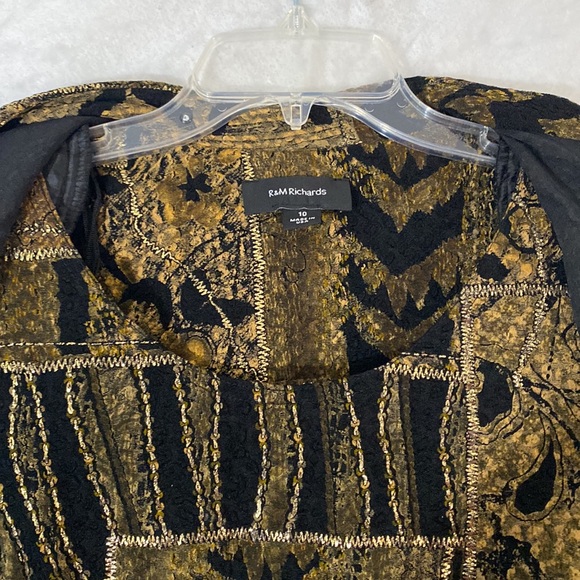 R&M Richards Elegant Black Gold And Tan Twofer Top - Picture 5 of 14